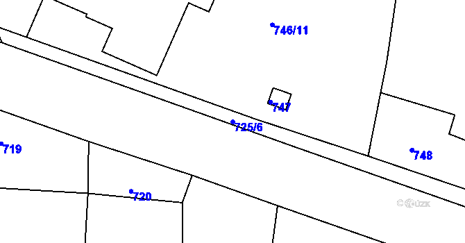 Parcela st. 725/6 v KÚ Postoloprty, Katastrální mapa