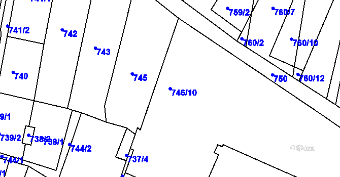 Parcela st. 746/10 v KÚ Postoloprty, Katastrální mapa