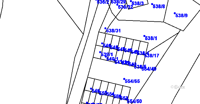 Parcela st. 539/1 v KÚ Postoloprty, Katastrální mapa