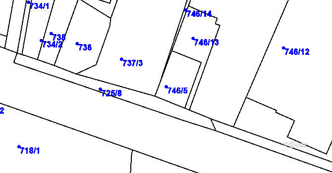 Parcela st. 746/5 v KÚ Postoloprty, Katastrální mapa