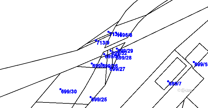 Parcela st. 699/31 v KÚ Postoloprty, Katastrální mapa