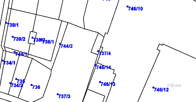 Parcela st. 737/4 v KÚ Postoloprty, Katastrální mapa