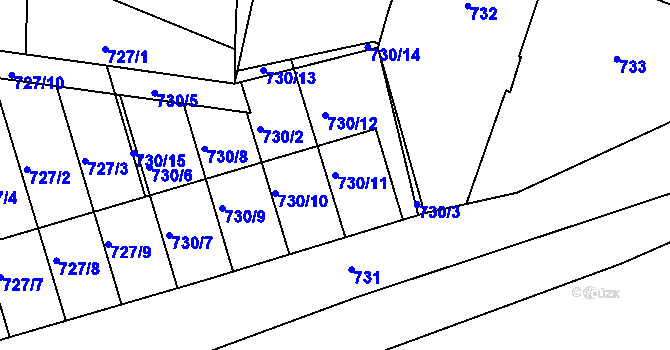 Parcela st. 730/11 v KÚ Postoloprty, Katastrální mapa