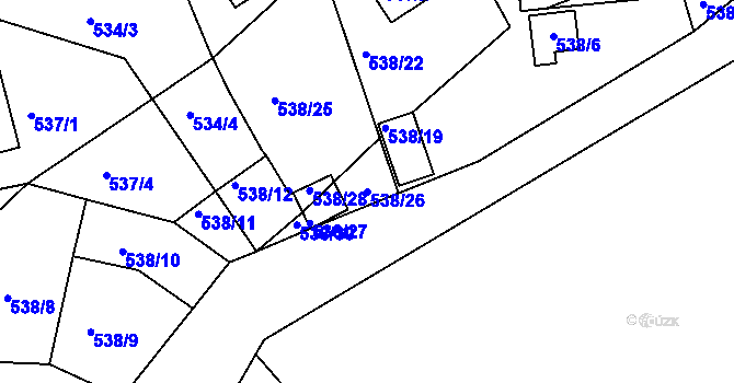 Parcela st. 538/26 v KÚ Postoloprty, Katastrální mapa