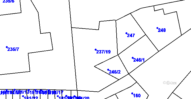 Parcela st. 237/19 v KÚ Postoloprty, Katastrální mapa