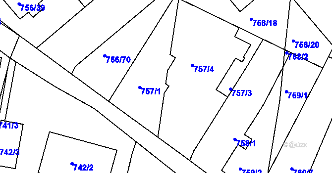 Parcela st. 757/2 v KÚ Postoloprty, Katastrální mapa