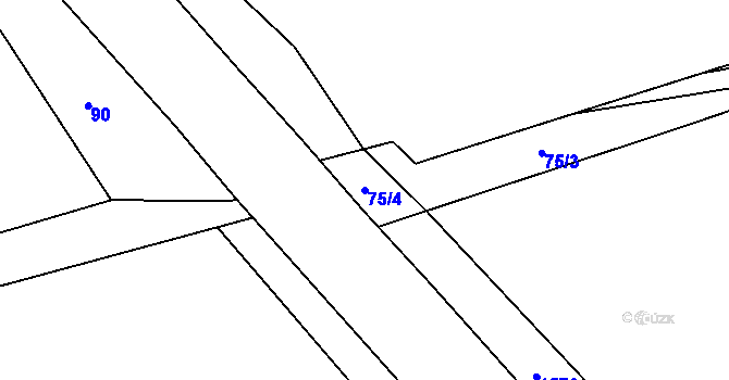 Parcela st. 75/4 v KÚ Postoloprty, Katastrální mapa