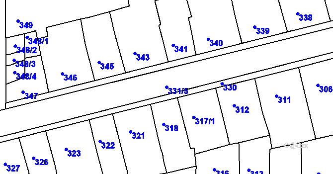 Parcela st. 331/5 v KÚ Postoloprty, Katastrální mapa
