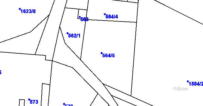 Parcela st. 564/5 v KÚ Postoloprty, Katastrální mapa