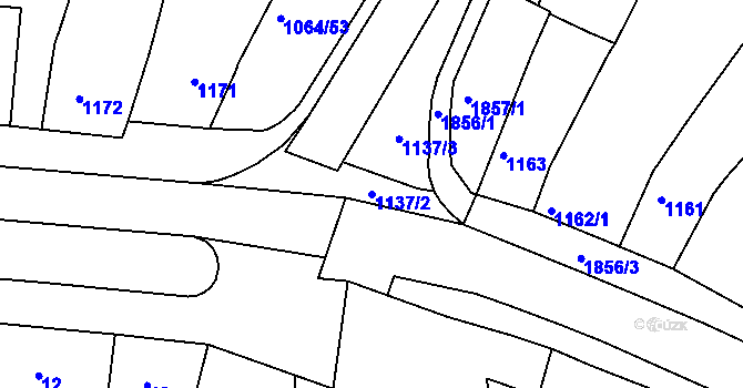 Parcela st. 1137/2 v KÚ Postoloprty, Katastrální mapa