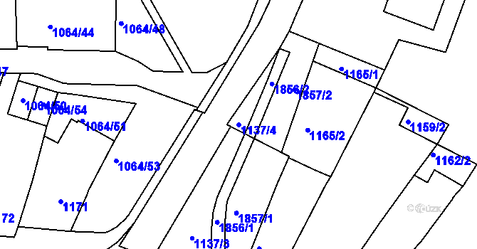 Parcela st. 1137/4 v KÚ Postoloprty, Katastrální mapa