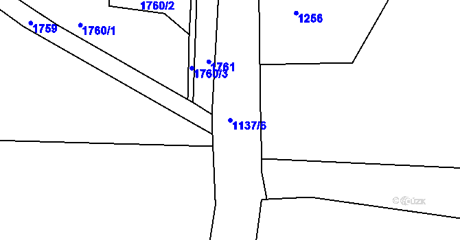 Parcela st. 1137/6 v KÚ Postoloprty, Katastrální mapa