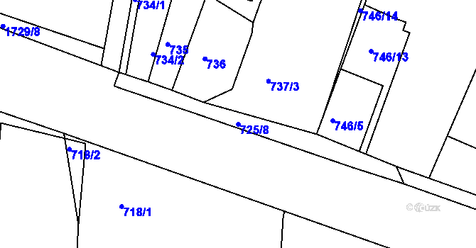 Parcela st. 725/8 v KÚ Postoloprty, Katastrální mapa