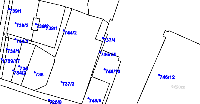 Parcela st. 746/14 v KÚ Postoloprty, Katastrální mapa