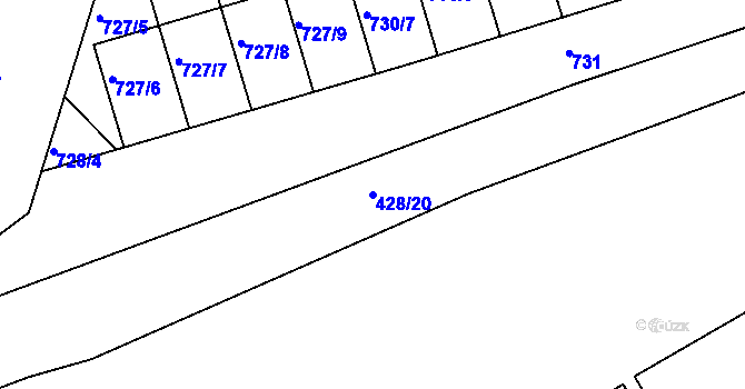 Parcela st. 428/20 v KÚ Postoloprty, Katastrální mapa