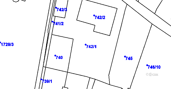 Parcela st. 742/1 v KÚ Postoloprty, Katastrální mapa