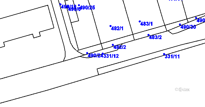 Parcela st. 331/12 v KÚ Postoloprty, Katastrální mapa