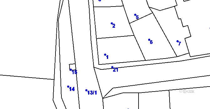Parcela st. 1 v KÚ Vrbka u Postoloprt, Katastrální mapa