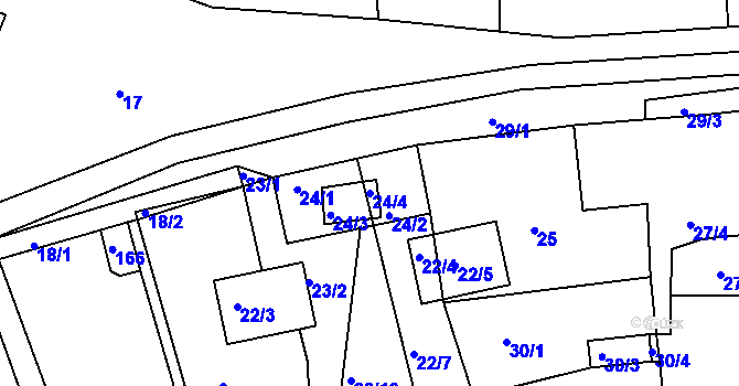 Parcela st. 24/4 v KÚ Vrbka u Postoloprt, Katastrální mapa