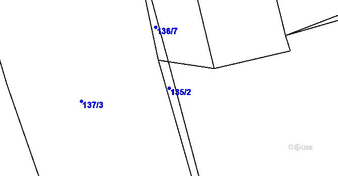 Parcela st. 135/2 v KÚ Vrbka u Postoloprt, Katastrální mapa