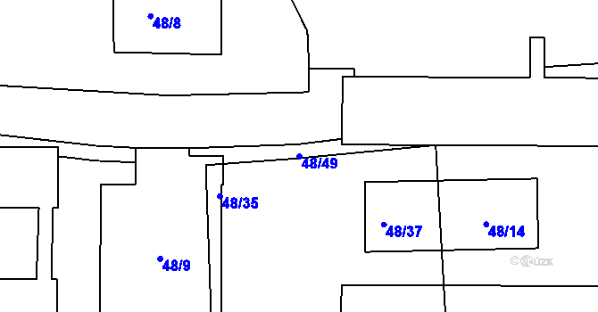 Parcela st. 48/49 v KÚ Vrbka u Postoloprt, Katastrální mapa