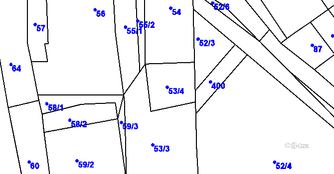 Parcela st. 53/4 v KÚ Vrbka u Postoloprt, Katastrální mapa