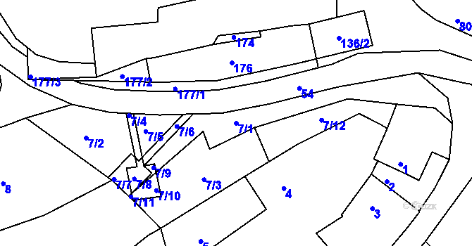 Parcela st. 7/1 v KÚ Miňůvky, Katastrální mapa