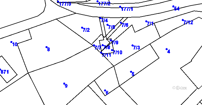 Parcela st. 7/11 v KÚ Miňůvky, Katastrální mapa