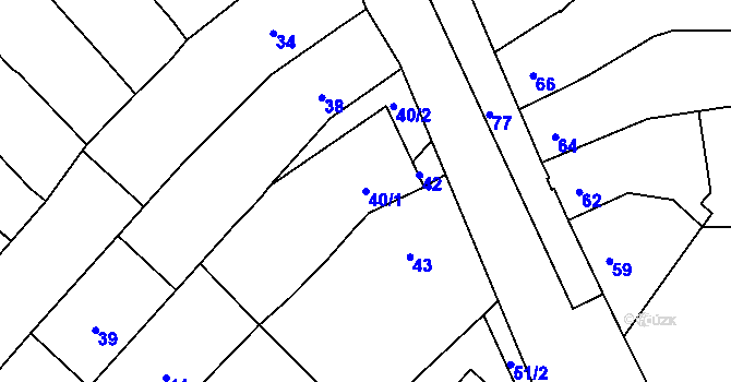 Parcela st. 40/1 v KÚ Miňůvky, Katastrální mapa