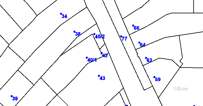 Parcela st. 42 v KÚ Miňůvky, Katastrální mapa