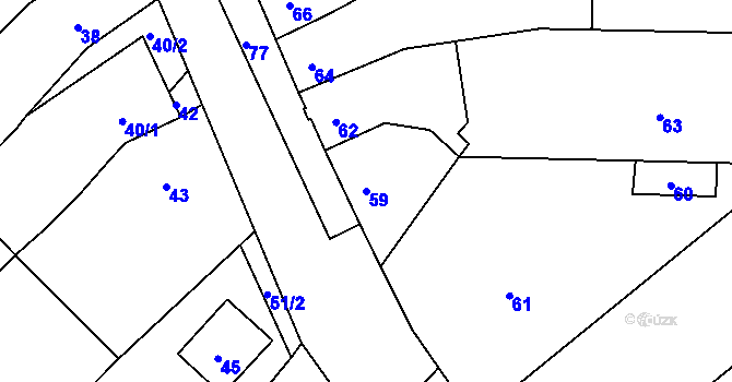 Parcela st. 59 v KÚ Miňůvky, Katastrální mapa