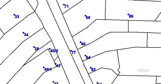 Parcela st. 66 v KÚ Miňůvky, Katastrální mapa