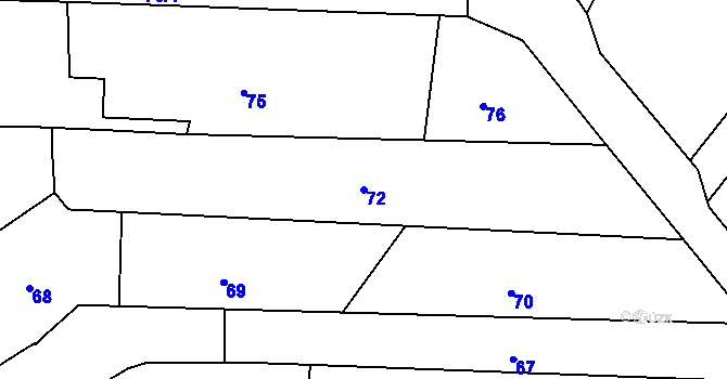 Parcela st. 72 v KÚ Miňůvky, Katastrální mapa