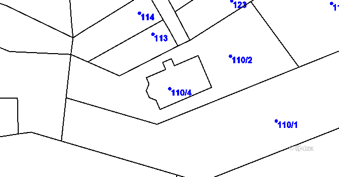 Parcela st. 110/4 v KÚ Miňůvky, Katastrální mapa