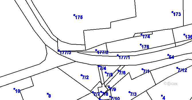 Parcela st. 177/2 v KÚ Miňůvky, Katastrální mapa