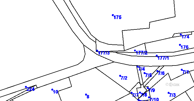 Parcela st. 177/3 v KÚ Miňůvky, Katastrální mapa