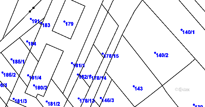 Parcela st. 178/15 v KÚ Miňůvky, Katastrální mapa