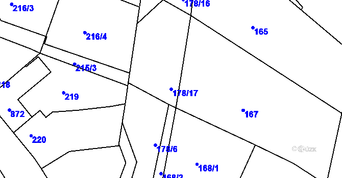 Parcela st. 178/17 v KÚ Miňůvky, Katastrální mapa