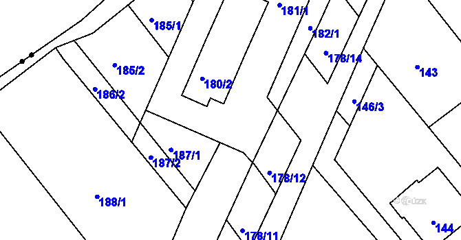 Parcela st. 181/2 v KÚ Miňůvky, Katastrální mapa