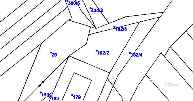 Parcela st. 182/2 v KÚ Miňůvky, Katastrální mapa