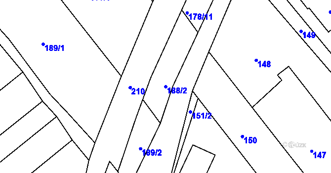 Parcela st. 188/2 v KÚ Miňůvky, Katastrální mapa