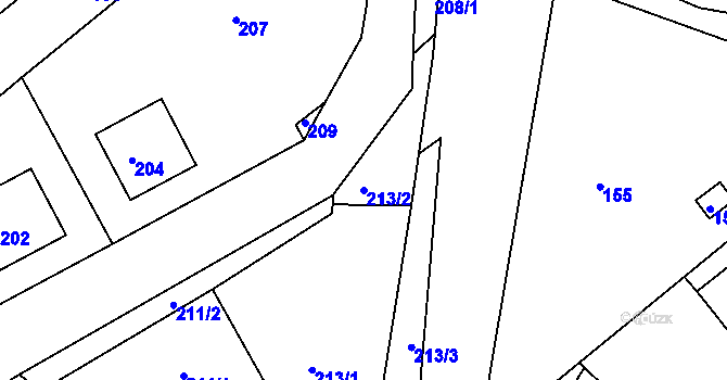 Parcela st. 213/2 v KÚ Miňůvky, Katastrální mapa