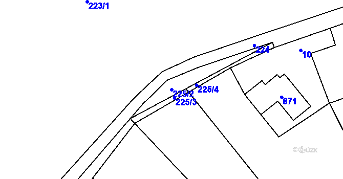 Parcela st. 225/2 v KÚ Miňůvky, Katastrální mapa