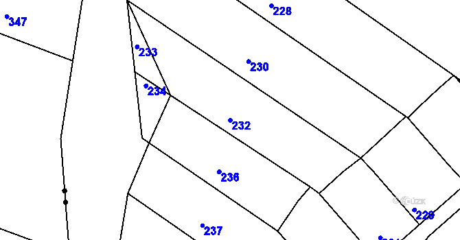 Parcela st. 232 v KÚ Miňůvky, Katastrální mapa