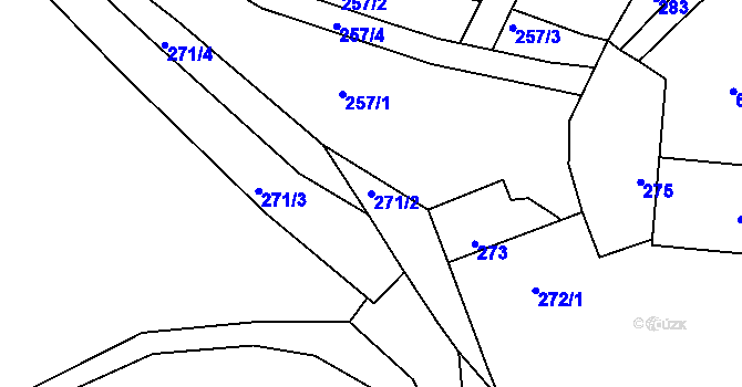 Parcela st. 271/2 v KÚ Miňůvky, Katastrální mapa