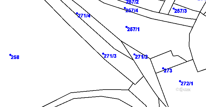 Parcela st. 271/3 v KÚ Miňůvky, Katastrální mapa