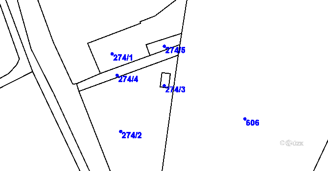 Parcela st. 274/3 v KÚ Miňůvky, Katastrální mapa