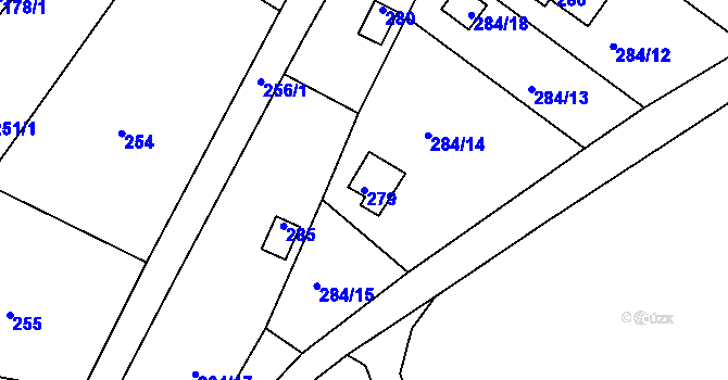 Parcela st. 279 v KÚ Miňůvky, Katastrální mapa