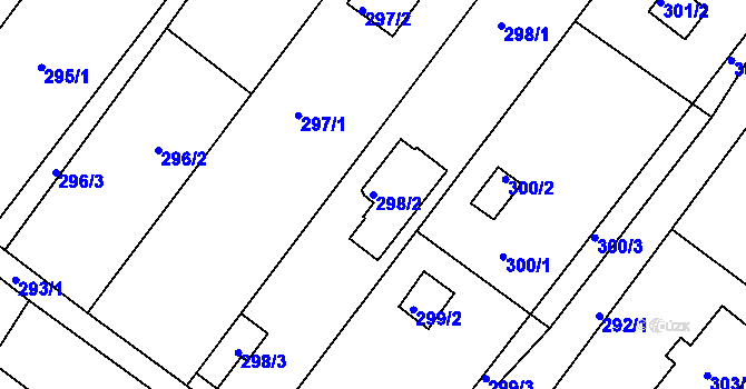 Parcela st. 298/2 v KÚ Miňůvky, Katastrální mapa