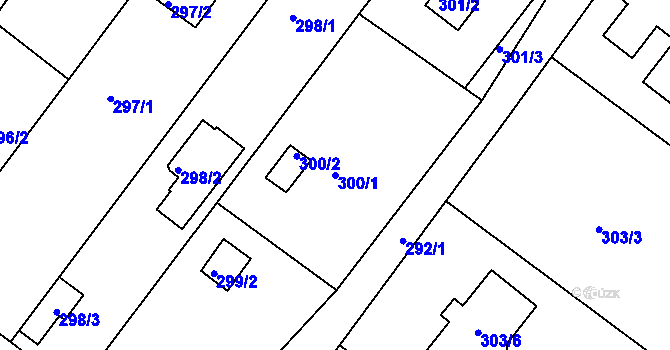 Parcela st. 300/1 v KÚ Miňůvky, Katastrální mapa